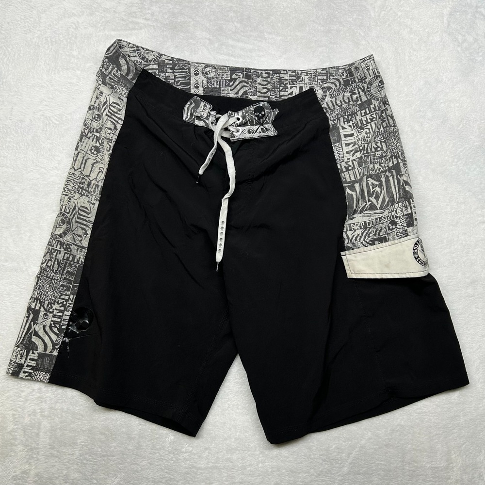 Sullen Art Collective Board Shorts Men's Black Tattoo Graphic Swim Trunks W36